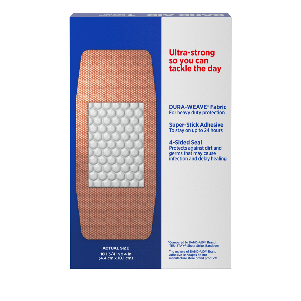 Tough Strips® Extra Large Heavy Duty Bandages 10 Ct Band Aid® Brand Adhesive Bandages
